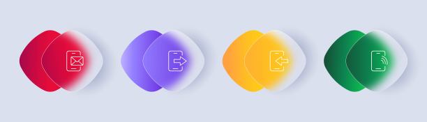 手机设置图标。信息，邮件，通信，箭头，订单，wifi，互联网，连接，社交网络。手机功能的概念。Glassmorphism风格。矢量线图标的业务和广告图片下载