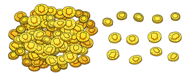 金币白色背景油漆图片下载