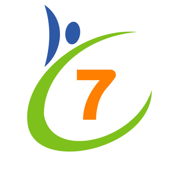 人类健康标志在字母7上。保健标志模板。医疗标识符号图片下载