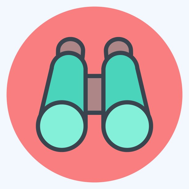 图标双筒望远镜。适合教育符号。颜色风格交配。简单的设计可编辑。设计模板向量。简单的说明图片下载