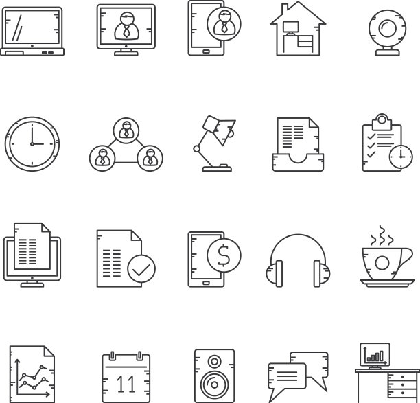 线上业务和家庭办公室图标图片下载