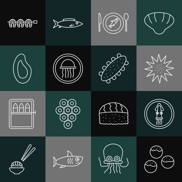 订线章鱼烧章鱼板海胆图片下载