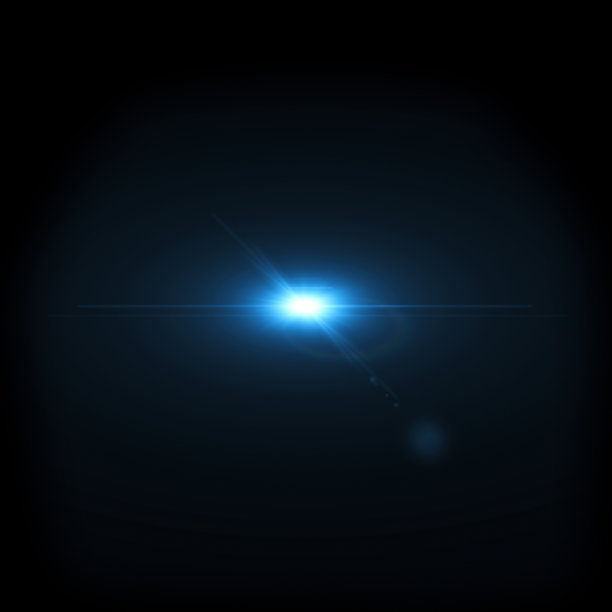 蓝光镜头闪光在黑色背景图片下载