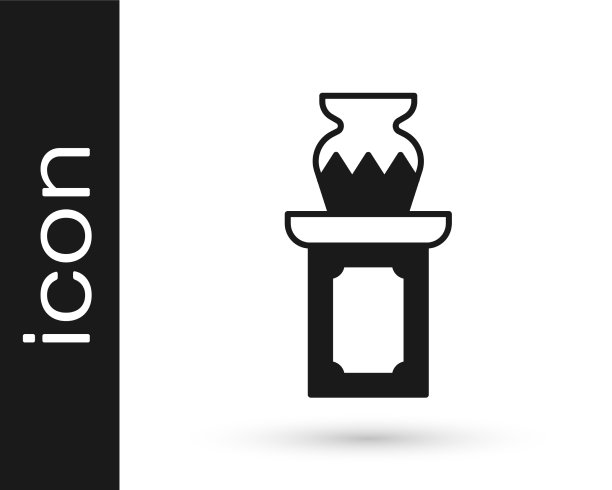 黑色拍卖古代花瓶图标孤立在白色图片下载