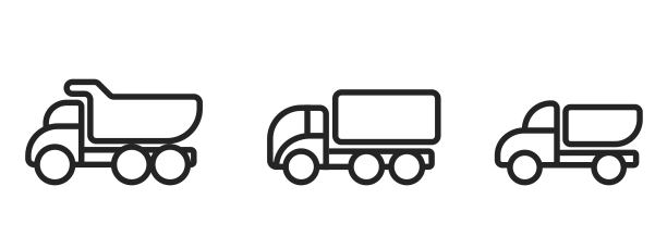 卡车线路图标设置。货物运输和交付标志图片下载