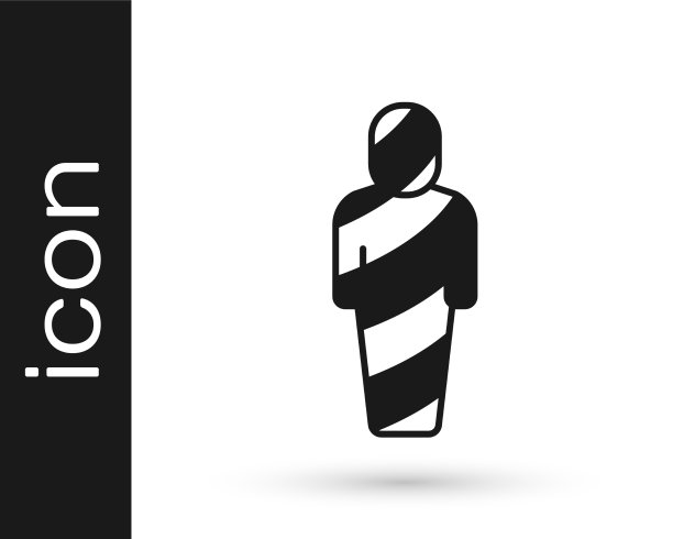 黑色埃及木乃伊图标孤立在白色上图片下载