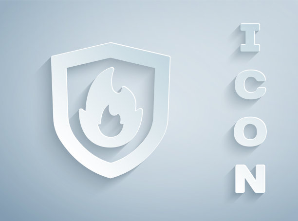 剪纸防火盾图标孤立上图片下载