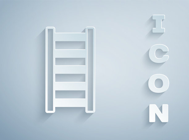 剪纸防火梯图标孤立在灰色上图片下载