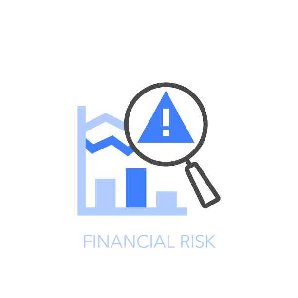 简单的可视化金融风险符号与市场图形和放大镜图片下载