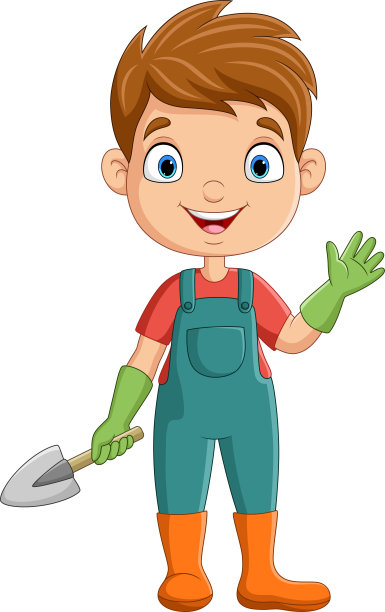 拿着铲子的可爱小园丁图片下载