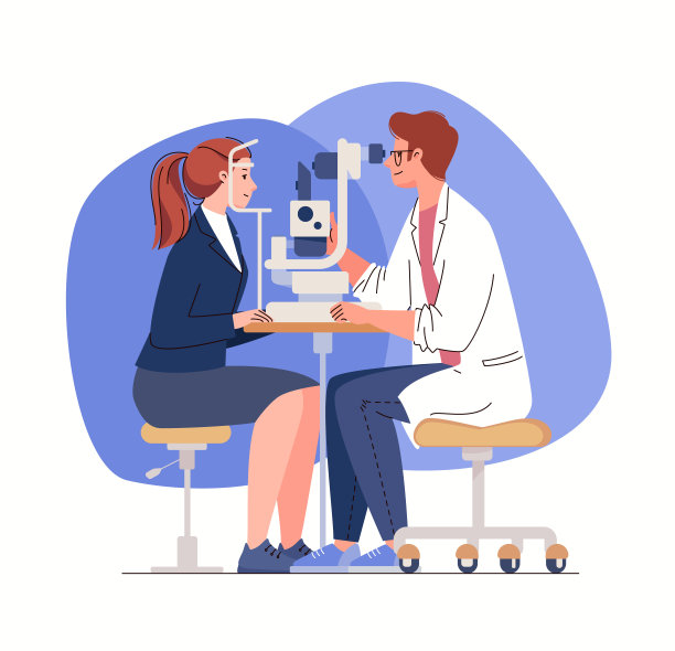 眼科疾病的诊断。验光师使用眼科设备检查女性的视力。图片下载