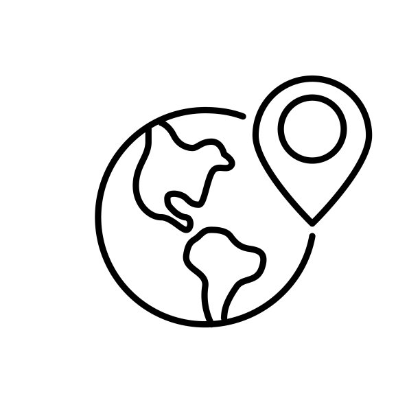 位于地球仪上的位置地图指针。像素完美，可编辑的笔画线图标图片下载