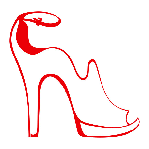 矢量轮廓涂鸦画一个女人的凉鞋，在红色孤立在一个白色的背景，一个横幅的折扣，出售的女人的鞋子图片下载