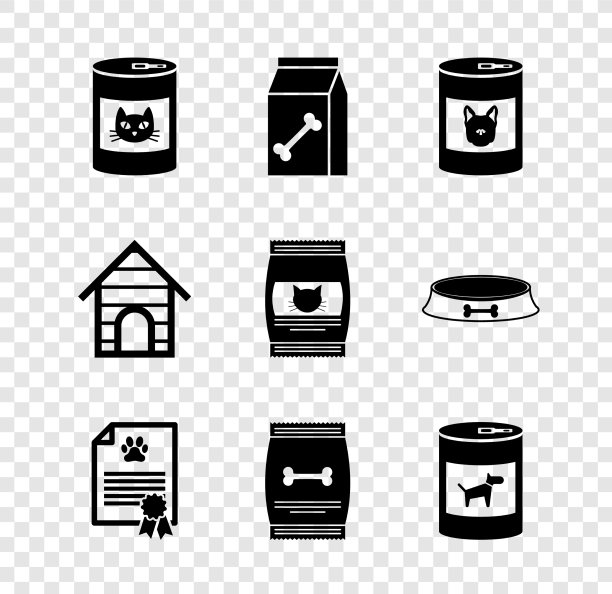 为宠物狗的猫袋设置罐头食品图片下载