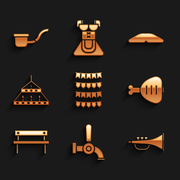 用旗帜、啤酒龙头和音乐装饰狂欢节花环图片下载