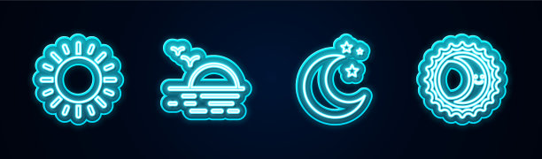 日落日落月亮星辰和月食图片下载