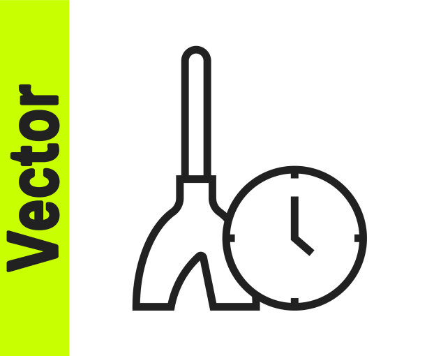 黑线清洗时间图标孤立在白色上图片下载