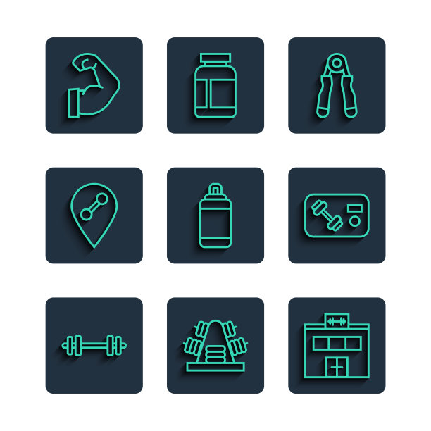 设置线杠铃金属架与健身房的力量图片下载