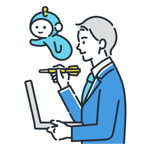 一个商人用人工智能分析目标。图片下载