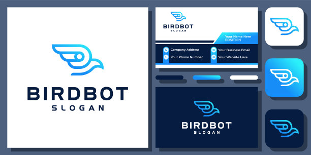 机器人鸟技术机器人机器飞翼电子鹰向量纹章设计与名片图片下载