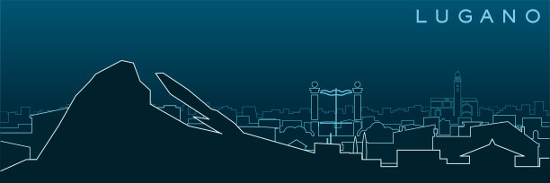 卢加诺多线天际线和地标图片下载