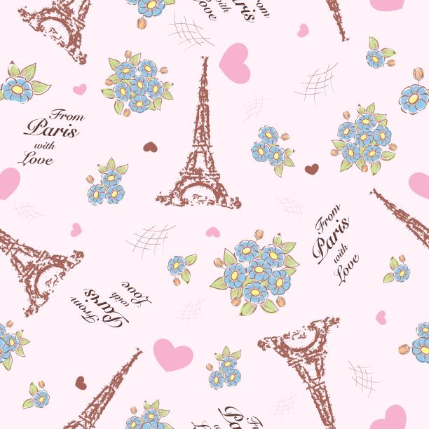 巴黎可爱的无缝背景图片下载