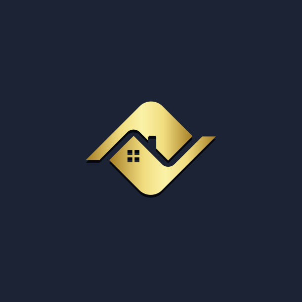 家居地产形状圆形金色标志图片下载