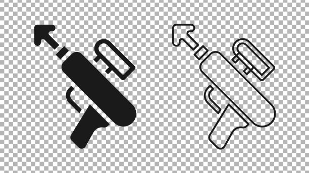 黑色鱼叉图标孤立在透明图片下载