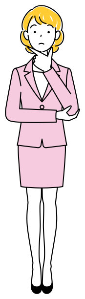 一个穿着西装的漂亮女人在认真考虑一个决定。全身站立插图矢量图片下载