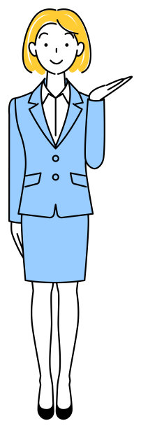 西装革履的美女微笑着指指点点，互相介绍。全身站立插图矢量图片下载