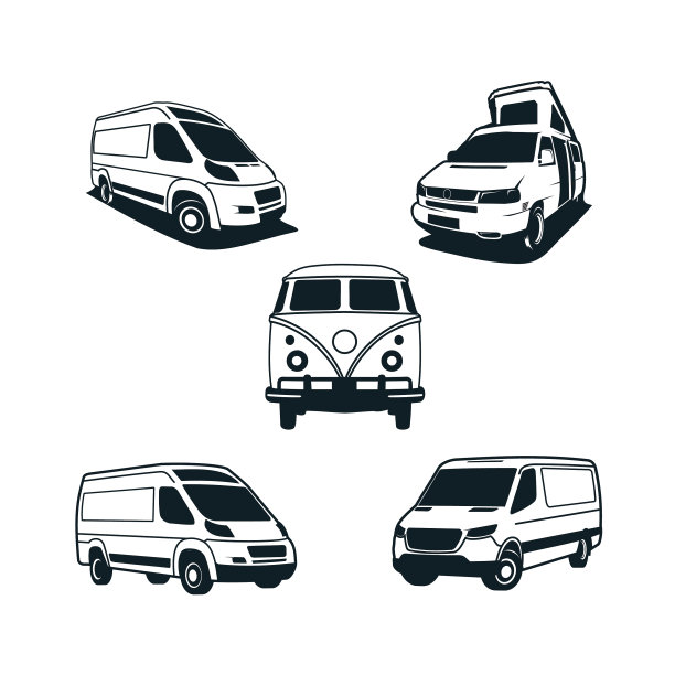 捆绑露营车剪影图片下载