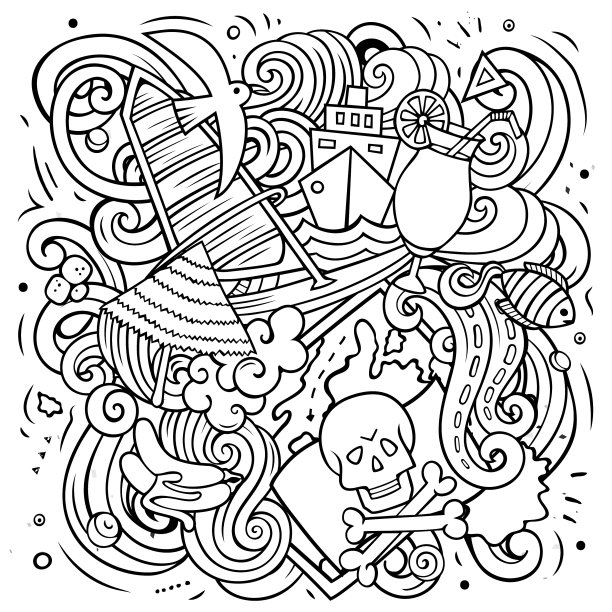 巴哈马群岛卡通涂鸦图片下载