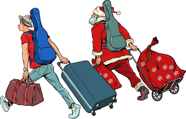 圣诞老人和音乐家吉他手去巡演图片下载