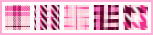 少女粉色无缝格子图案图片下载