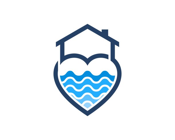 简约的房子，有爱的轮廓，里面有水波图片下载