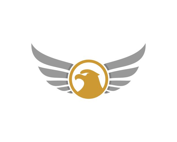 鹰头呈圆形，后面展开翅膀图片下载