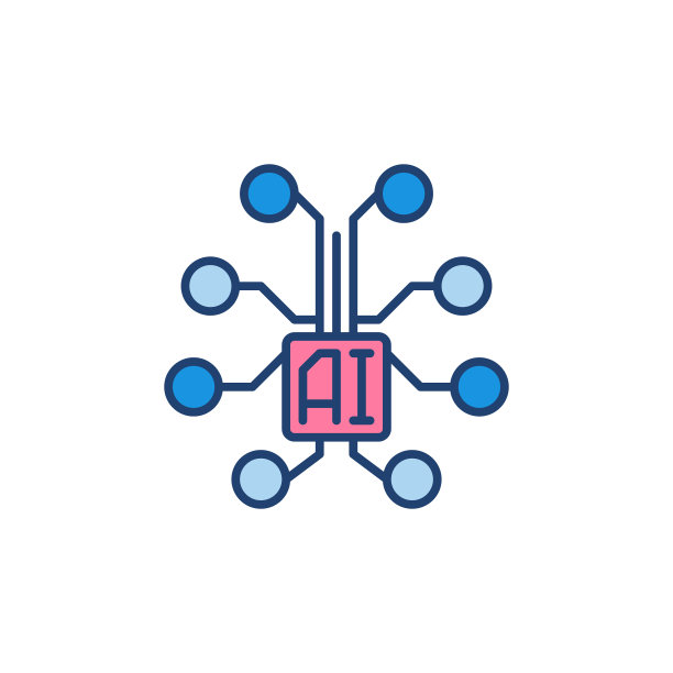 AI 数字大脑彩色图标概念图片下载
