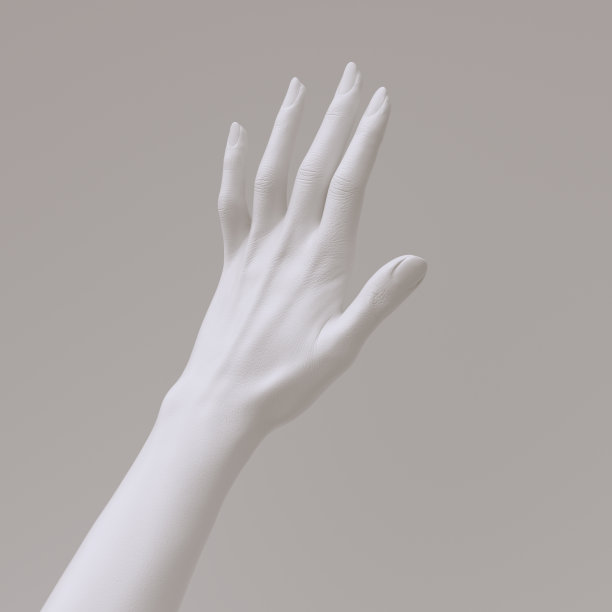 白色手绘女子张开手三维渲染，抽象手臂雕塑珠宝设计展示图片下载