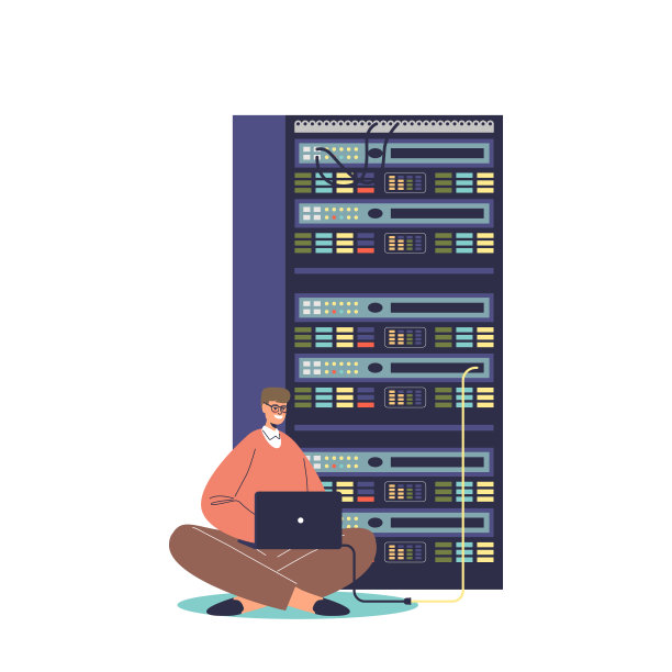 系统管理员修复和调整网络连接。系统管理员与服务器机架工作图片下载