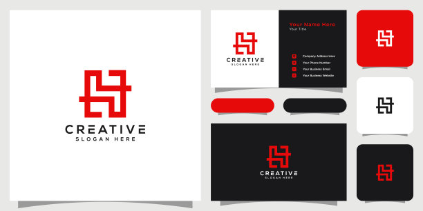 首字母H标志线条风格矢量设计图片下载