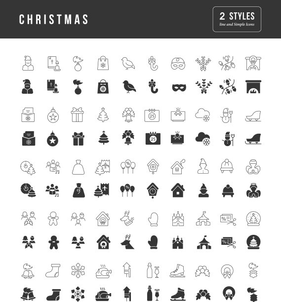 一套简单的圣诞图标图片下载