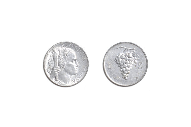 旧币，意大利5里拉图片下载