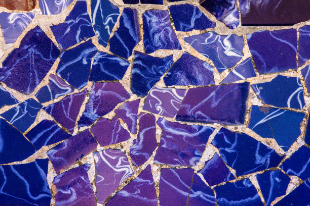 瓷砖纹理，马赛克装饰，西班牙巴塞罗那。图片下载