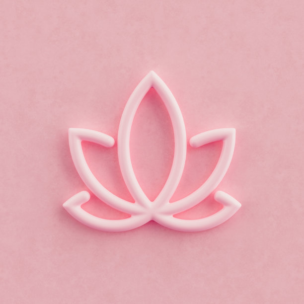 单色美女图标，粉色莲花3D图标，粉色背景，3D渲染图片下载