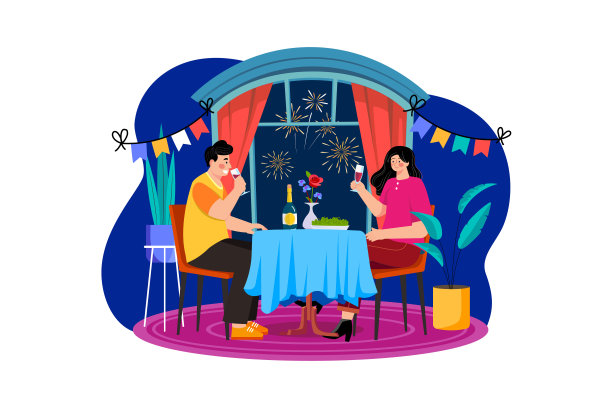 新年前夜的插画概念。平面插图孤立在白色背景上图片下载