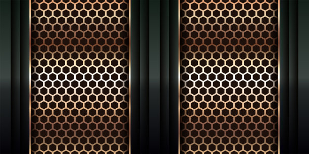 现代奢华的背景矢量叠加在深绿色和阴影黑色空间上，以抽象的风格进行设计。图形插画纹理与线条金色元素装饰图片下载