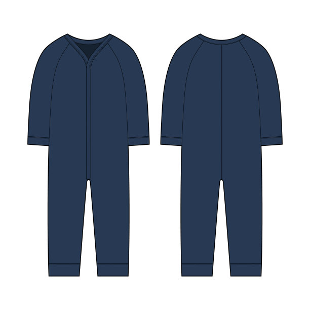 长袖连体衣婴儿蹦蹦跳跳的。深蓝色的颜色。婴儿身体穿模拟。孩子紧身衣裤。图片下载