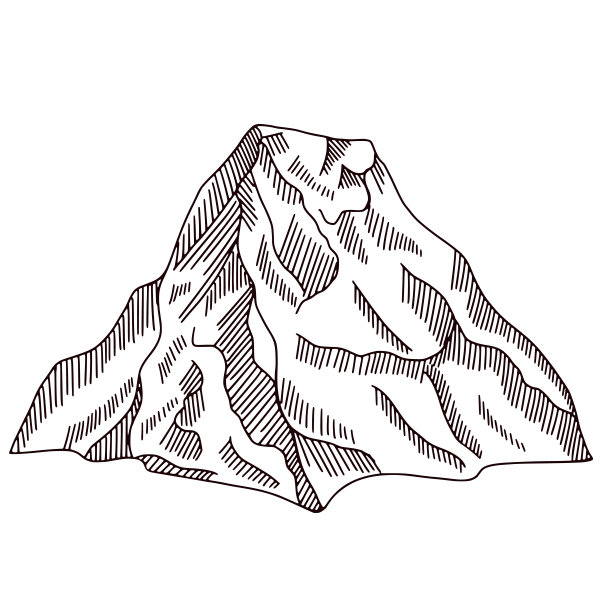 山峰雕刻孤立。复古写生岩石景观。图片下载