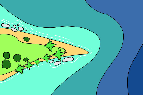 大海，沙滩，阳光，沙滩，夏景，调色板风格图片下载