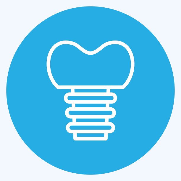 图标牙科植体。适用于医药标志。蓝眼睛的风格。简单的设计可编辑。设计模板向量。简单的说明图片下载